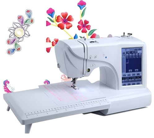 Tragbare automatische Näh- und Stickmaschine mit LCD-Touchscreen, 158 Designs, 210 Buchstaben, 30 Bordüren für DIY Handwerk und Heimdekoration
