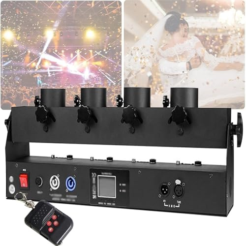 Lanzador eléctrico de confeti – Cañón de confeti de 4 disparos con control remoto DMX para bodas, discotecas, espectáculos, clubes, fiestas de escenario