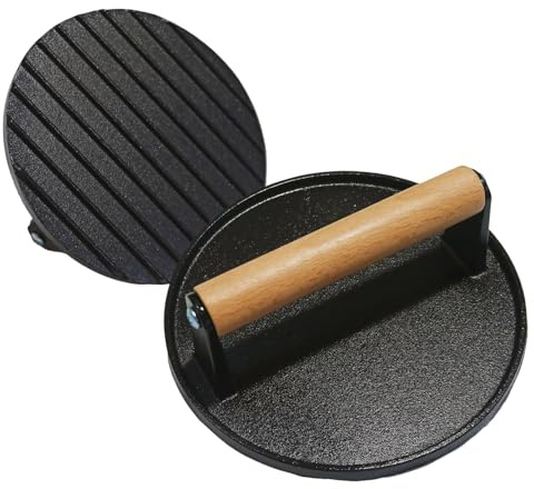 Yplkm Prensador De Hamburguesas - Prensa de Metal Antiadherente para Barbacoa y Hamburguesas | Accesorio para Plancha Base Lisa Antideslizante para Barbacoas Picnics Actividades Exteriores