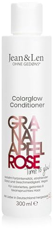 Jean & Len Acondicionador Colorglow para cabello teñido, con extracto de granada, pétalos de rosa y pantenol, aroma afrutado y floral, sin parabenos ni siliconas, vegano, 300 ml