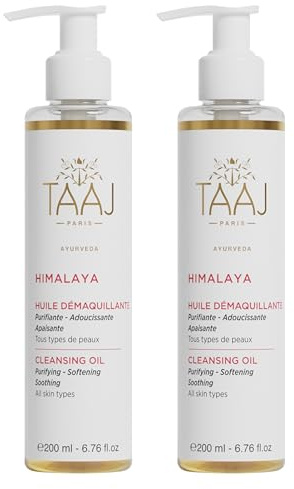 TAAJ | Reinigungsöl – Himalaya | Tiefenreinigung & feuchtigkeitsspendend | reinigt & entfernt Unreinheiten | saubere, weiche & beruhigte Haut | alle Hauttypen | Vegan | 2 x 200 ml