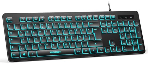 TECKNET Kabelgebundene USB Tastatur, Deutsches QWERTZ Layout