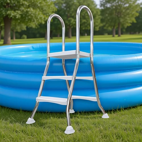AIBOTY 550 Lbs Above Ground Pool Ladder, 33/43/53 Heavy Duty Double-Sided Pool Ladder,2/3/4/5 Steps Swimming Pool Ladder, 304 Stainless Steel Anti-Slip Ladder for Indoor/Outdoor Pools,85cm