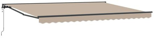 KGFHERENB Toldo retráctil de 450 x 300 cm con brazo articulado con manivela, media cassette sombra y protección contra la intemperie para terraza, jardín y balcón, estructura negra, tela beige de
