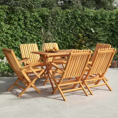 YuuSsea Trädgårdsstolar 6 st vikbara i massivt teak 61 x 67 x 90 cm med armstöd och ryggstöd för balkong terrass utomhus camping, platsbesparande och bekväm
