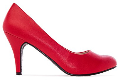 Andrés Machado - Zapatos de Tacón para Mujer - Tacón Fino - AM422 - Tallas pequeñas, Medianas y Grandes - Estilo Retro - Talla pequeño - Tejido Simil piel Rojo - Talla EU 45