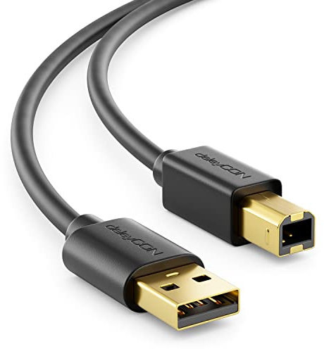 deleyCON 1,5m USB 2.0 Datenkabel Druckerkabel Scannerkabel - USB A-Stecker zu USB B-Stecker für Drucker Scanner Printer - Schwarz