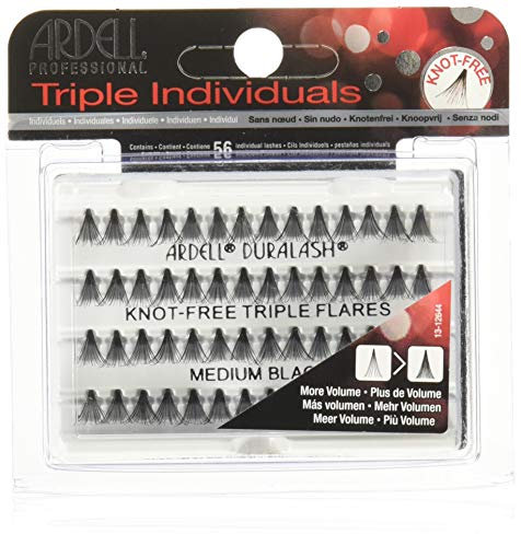 ARDELL Triple Individuals Knot-Free Eye Lashes, Medium, Black