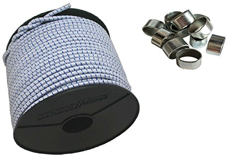 Seilwelt 8mm Expanderseil 20m Gummiseil + 10 Würgeklemmen Gummileine Planenseil Seil Plane in Weiss Blau
