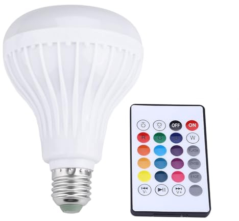 FTVOGUE - Lampadina a LED con altoparlante, wireless, Bluetooth, 12 W, colori RGB, controllo con telecomando, riproduzione musica