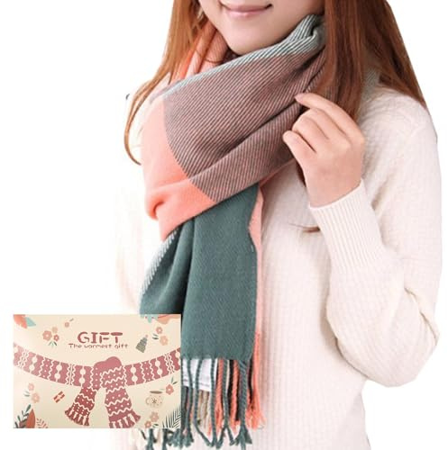 Tuopuda Schal Damen Winter Herbst Oversized Kaschmir Quadratisch Deckenschal Karo Tartan Streifen Plaid Muster Herbstschal Winterschal lange Weich Wraps