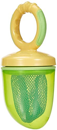 Tommee Tippee Teethe ’n’ Feed Fruchtsauger mit Reisedeckel, ab 4+ Monaten, mehrfarbig, BPA-frei