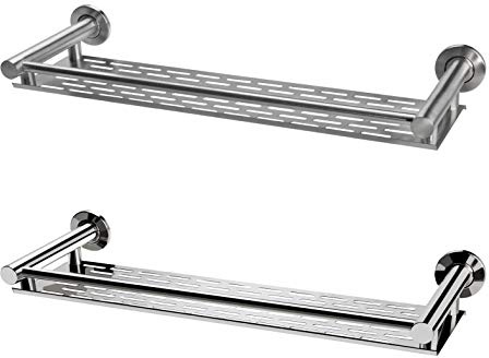 Edelstahl Wandregal, Küchenregal, Badregal, in Oberflächen Edelstahl gebürstet oder Edelstahl Chrom und in 5 Größen zum auswählen (60cm, Edelstahl gebürstet)