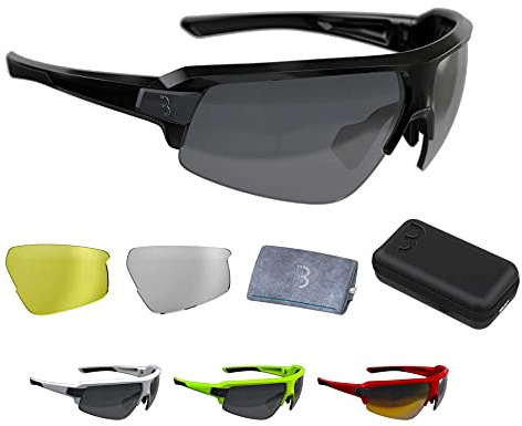 BBB Cycling Fahrradbrille Herren und Damen Sportbrille Sonnenbrille Radsport mit drei Wechselgläsern Polycarbonat Grilamid MTB Rennrad Urban Impulse BSG-62