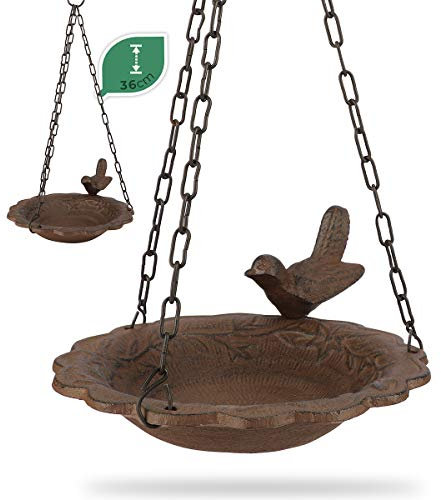 WILDLIFE FRIEND I Vogeltränke hängend für Wildvögel (∅18cm) I aus Gusseisen für Garten, Balkon I frostsicher Wasserschale Vogelbad Vogeltränke zum Aufhängen