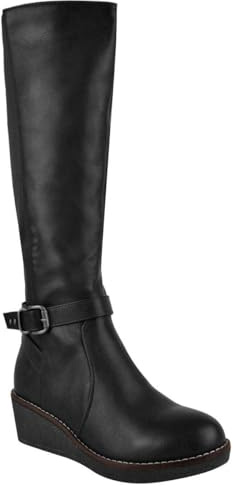 Fashion Thirsty Womens Knee High Wedge Heel Boots Winter Elastic Stretchy Walking Riding Shoes by Heelberry