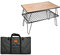 Camping BBQ Grill 2 Stück Outdoor Faltbar Mehrzweck-Aufbewahrungsregal mit 1 abnehmbaren Bambusbrett, Stahlbeschichtung schwarz T-230-2TP