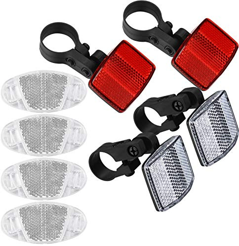 LJHOME 8 Pcs Bike Reflectors Front and Back, Bicycle Wheel Spoke Reflectors Bracket, Cycling Reflectors, Bike accessories for Mountain Bike Wheels
