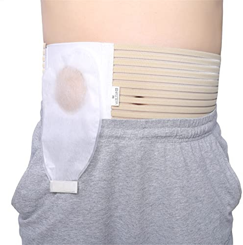 DYHQQ Cinturón de ostomía Carpeta de Soporte para Hernia Abdominal Envoltura de Faja de ostomía para Bolsa de colostomía con Apertura de estoma de 3.14 - Previene la Hernia paraestomal,L