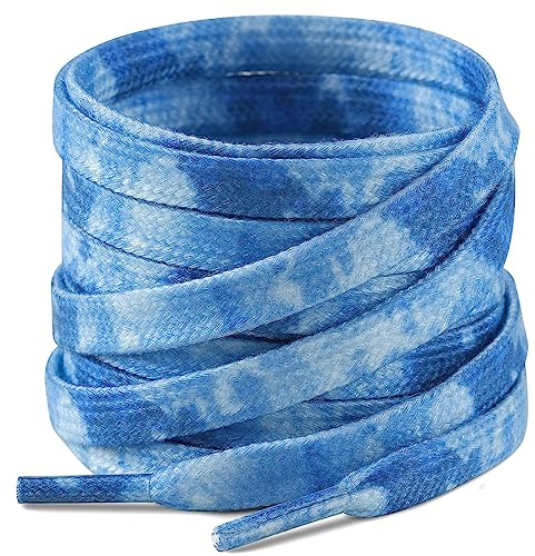 Stepace 2 pares de Cordones Tie Dye Planos 8 mm para Zapatillas Deportivas