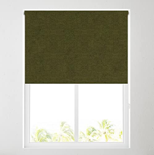 Barnes Blinds - Ara Soft Touch Blackout Roller Blinds for Windows, Custom Cut to Size - Black Out Thermal Fabric Durable Fittings Easy Fit - Roller Blind (Olive 61cm)