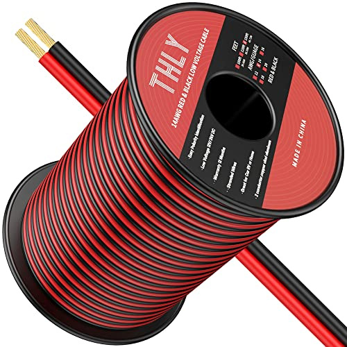 150FT 14 Gauge Wire, 2 Conductor Red & Black Electrical Cable, 14 AWG Ultra Flexible Low Voltage Automotive Wire for 12V LED Lighting, Car, Marine, Landscape, Lamp, Speaker