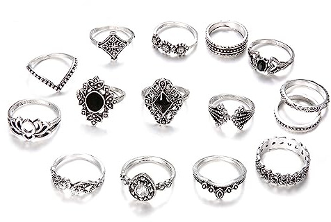 ARH 15Pcs Ringe Set Gold Aesthetic,Ringe Frauen,Boho Ring Gold Ringe Set Kristall Finger Ringe Mode Knöchel Ringe Für Frauen Und Mädchen,Ringe Set,Knöchel Ring Set,Ring Set Gold Wasserfest