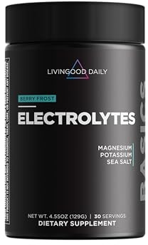Livingood Daily Electrolytes Powder, Electrolytes Hydration Drink Mix with Vitamin C, Magnesium, Taurine & Sea Salt, Electrolyte Supplement for Energy & Hydration, Keto, Berry Frost Flavor, 30 Srvgs
