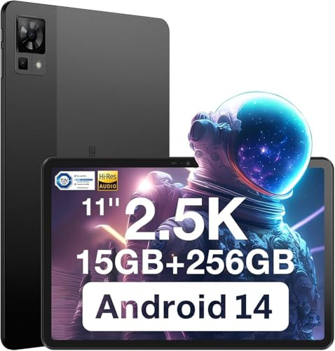 DOOGEE T30 Pro Tablet 2.5K 11 Pulgadas, Android 14 Tablet 15GB RAM + 256GB ROM (2TB TF), Helio G99 Tabletas con Batería de 8580mAh/33W, 20MP+8MP, TUV Certificado y 4 Altavoces Hi-Res Audio, Negro