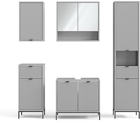 Vicco Set di mobili da bagno Eliza, Grigio, 5 parti