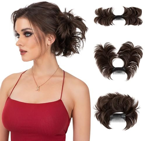 RPAEOY Posticcio Chignon Messy Effetto Naturale con Pettinino Integrato Capelli Sintetici Acconciatura Rapida Volume Istantaneo