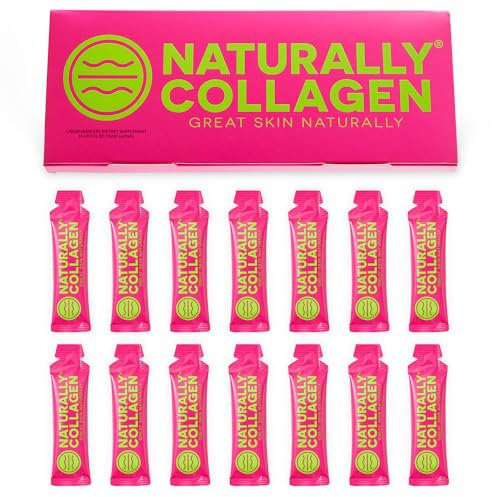 Naturally Collagen - 8000mg Peptan® Premium Liquid Hydrolysed Marine Collagen Peptide Supplement for Women + Vitamin C for Skin, Hair & Nails - Clean & Natural - 15ml Sachets - 14 Day Course - UK Made