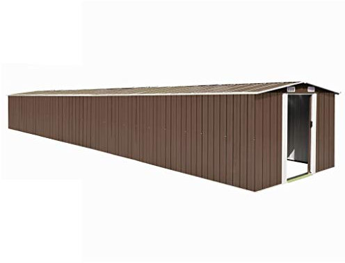 Home Articoli Casetta da Giardino Marrone 257x990x181 cm Acciaio Zincato,Mobili per abiti