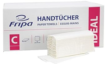 HEBRU-Therapiegeräte I Papierhandtücher I 20 x 250 Stück I 1-lagig I reißfest & saugstark I 25 x 23 cm I C-Falzung I Fripa I IDEAL