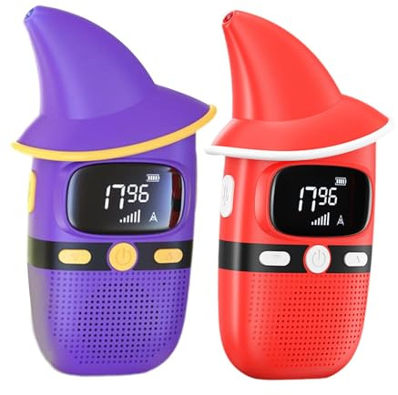 Dickly 2X niños Walkie Recargable Fiesta Favor Juegos Dos vías Actividades al Aire Libre portátil Camping de Largo Alcance, Rojo y Morado