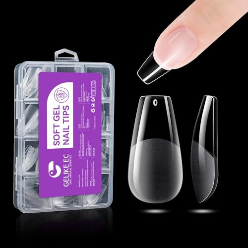 Nagelspitzen Abdeckung für DIY Alltag Zuhause Medium Coffin | Vollständige Abdeckung Medium Ballerina Nageltips aus PMMA-Harz für Nageldesign Art DIY Salon 240pcs 12 Größen
