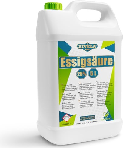5 l ättiksyra 25 % premiumkvalitet – den milda allroundern för ditt hushåll! | 5 l ättiksyra 25 % livsmedelskvalitet Made in Europe