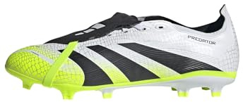 Adidas Unisex Predator League Fold-Over Tongue Firm Ground/Multi Ground Football Boots, Cloud White/Core Black/Lucid Lemon, 43 1/3 EU