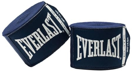Everlast Elite handbandage (457 cm) marinblå boxbandage för boxhandskar, sparringhandskar, MMA & kickboxning, brett tumgrepp, kardborreband, stretchnylon/polyesterblandning