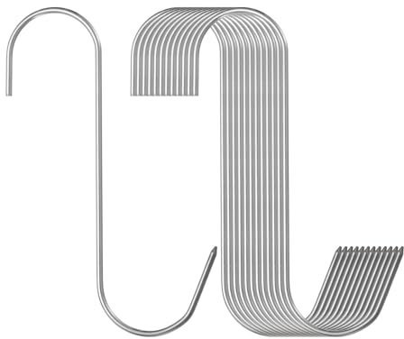 QUARKZMAN 12 piezas de Ganchos para Carne de 6 de Acero Inoxidable 304 Gancho de Carnicero en Forma de S para Colgar Asar Fumar Costilla de Ternera BBQ (Carga Máxima 11 Libras)