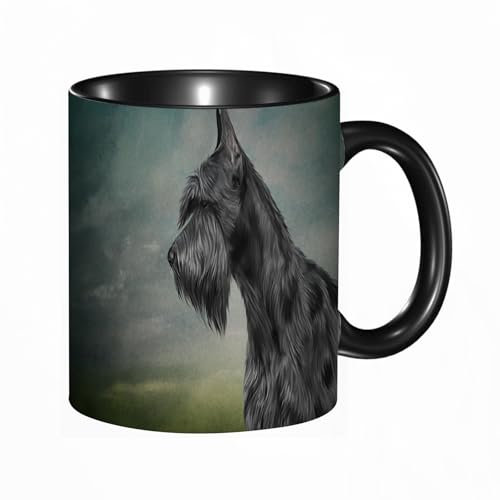 reyawdf Tazza Mug in Ceramica Personalizzata,Disegno cane Schnauzer gigante ritratto d,11oz/330ml, Resistente al Calore, Adatta a Lavastoviglie Idea Regalo Divertente per Colazioni, Compleanni, Natale