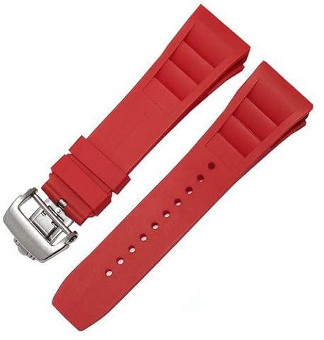 NVVVNX Cinturino per orologio in gomma siliconica per cinturino per orologio da uomo serie RICHARD MILLE RM011 Accessori nastro in silicone 25-20mm(Red,25mm Rose Gold)
