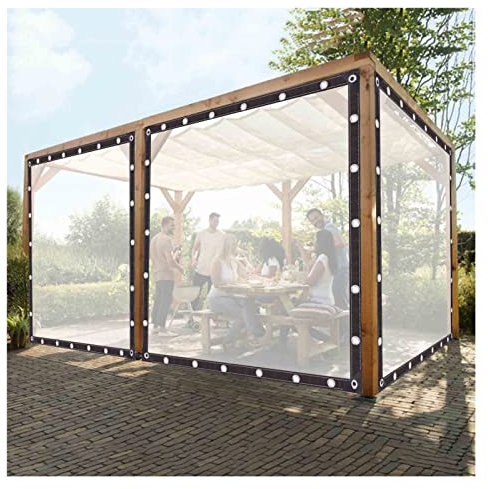 Transparenter PVC-Kunststoff-Trennwand, thermisch isoliert, reißfest, wasserdicht, Vorhang für Terrasse, Terrasse, Deck, Pavillon, anpassbare Größe, 1,2 x 3 m, Outdoor-Sichtschutz-Trennwand für Garten