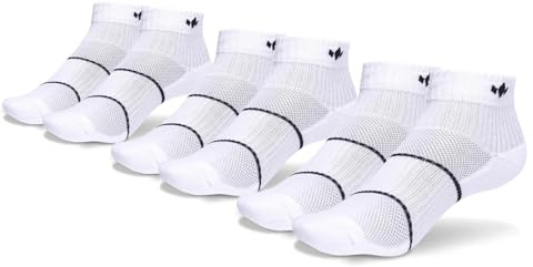 Diadem Sports Performance Quarter Socks 3 Pack | Cushioned Athletic Unisex Socks - Moisture-Wicking, Breathable, Arch Band (Large, White, 3 Pack)