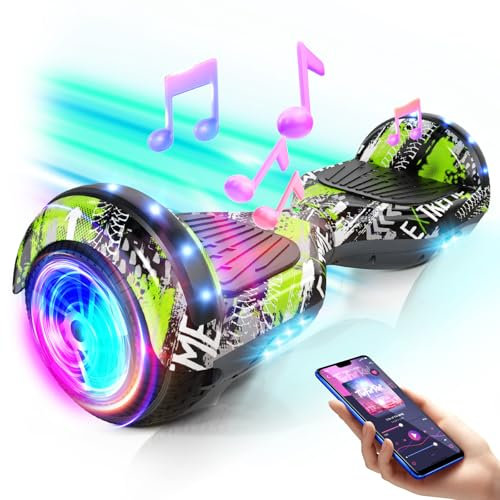 SISIGAD Hoverboard for Kids Ages 6-12, Self Balancing Scooters with Bluetooth & Corlorful LED Lights