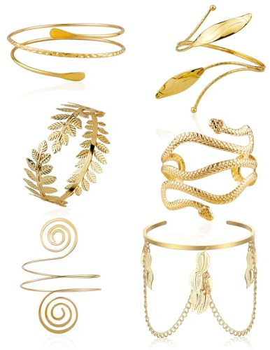 6 Piezas Ajustable Conjunto Brazo Minimalista BodaJoyería, Brazalete de Brazo Superior para Mujer, Brazalete Minimalista Ajustable, para Minimalista, Simple, Griego, Joyería de Moda para Boda