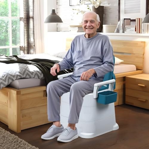 Haibinsuo Sedia per WC per anziani sedia da bagno per anziani con disabilità WC mobile gambe spesse sedile cuscino morbido tappi per schienale espansi per camera da letto