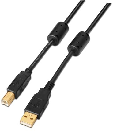 VoltShine Cable USB 2.0 para impresoras, alta calidad, ferrita, tipo AM-BM, 5.0 metros, ideal para conexión de dispositivos y transferencia de datos.