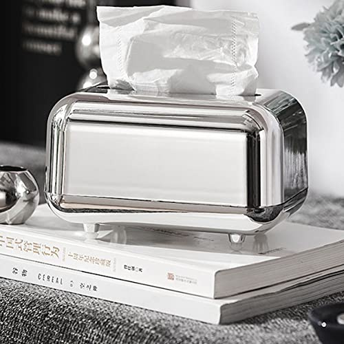 Goldene Taschentuchboxen, Serviettenhalter, itchen Taschentuchbox, Papierkoffer, Organizer, Badezimmer, luxuriöse Feuchttücher-Aufbewahrungsbox (Silber)