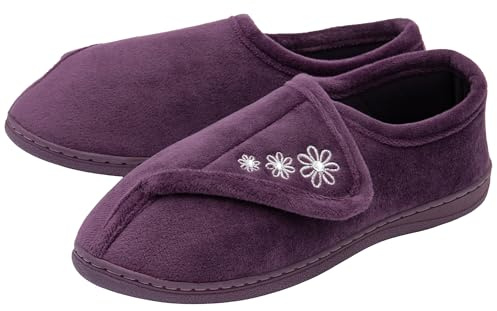 NorthSole Ladies Womens Slippers Slip On Hook & Loop - Purple - UK 7